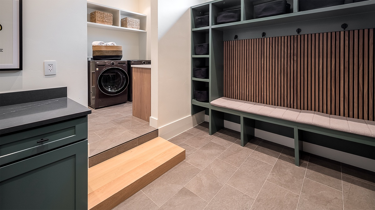 Custom mudroom and laundry remodel by Saltbox Custom Homes